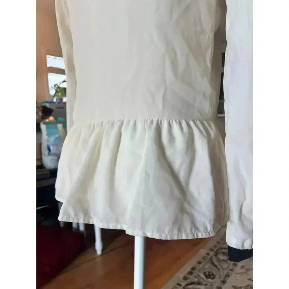 ONE CLOTHING sheer cream black trim blouse womens size small colquette - Picture 7 of 8
